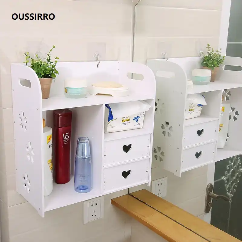 Oussirro Bathroom Shelves Wall Hanging Shampoo Cosmetics Storage