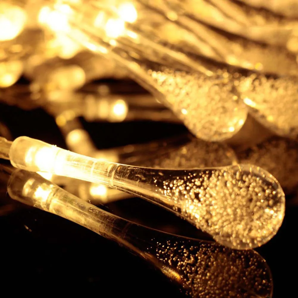 

20 LEDs Solar String Lights Waterproof 8 Modes Water Drop Lamp for Garden Party Wedding Decoration MJJ88