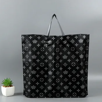 

50pcs EVA Scrub Black Gift Clothing Packing Bag Large Plastic Pouch Package With Handle