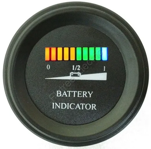12 В круглый индикатор заряда батареи 10 бар светодиодный индикатор разряда батареи для LSV NSV гольф тележки
