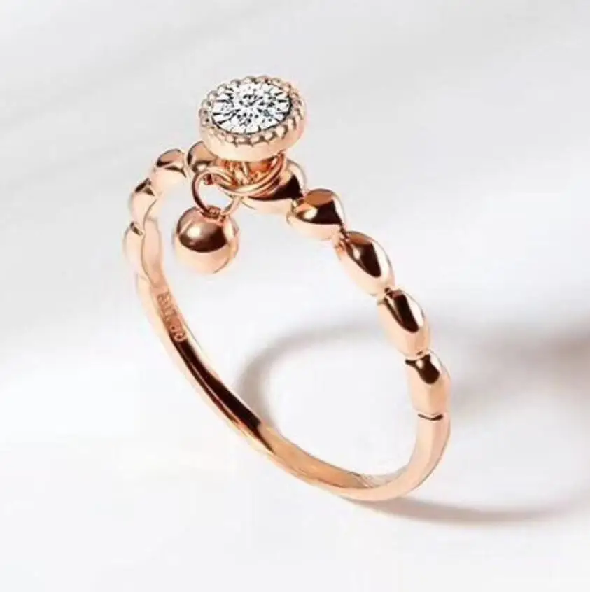 Aazuo 18 K розовое золото настоящий бриллиант цветок& круглая цепочка кольцо для женщин очаровательные ювелирные изделия модный подарок Любовь крошечные тонкие Au750 - Цвет камня: Round Ring
