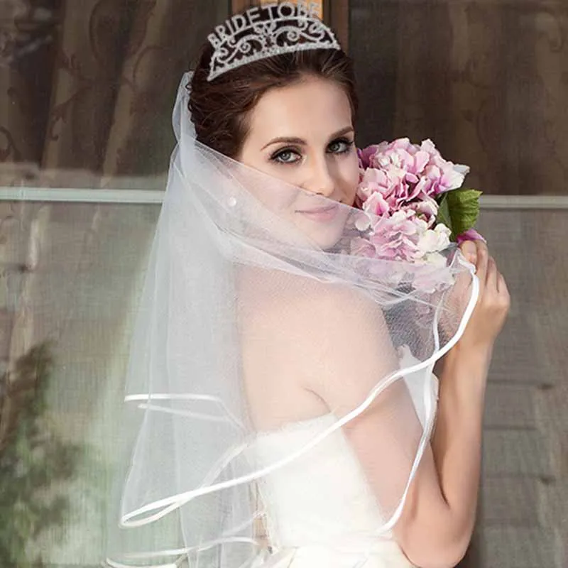 

Bride to be Tiara Crown Veil Bachelorette Hen Party Bridal Shower marriage wedding Engagement Decoration Accessory gift favor