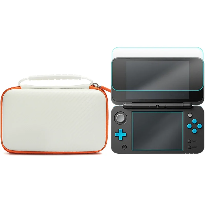 Для New 2DS LL для nintendo New 2DS XL/LL 3 в 1 комплект с белым EVA чехол для переноски сумка+ защита для экрана+ набор стилусов