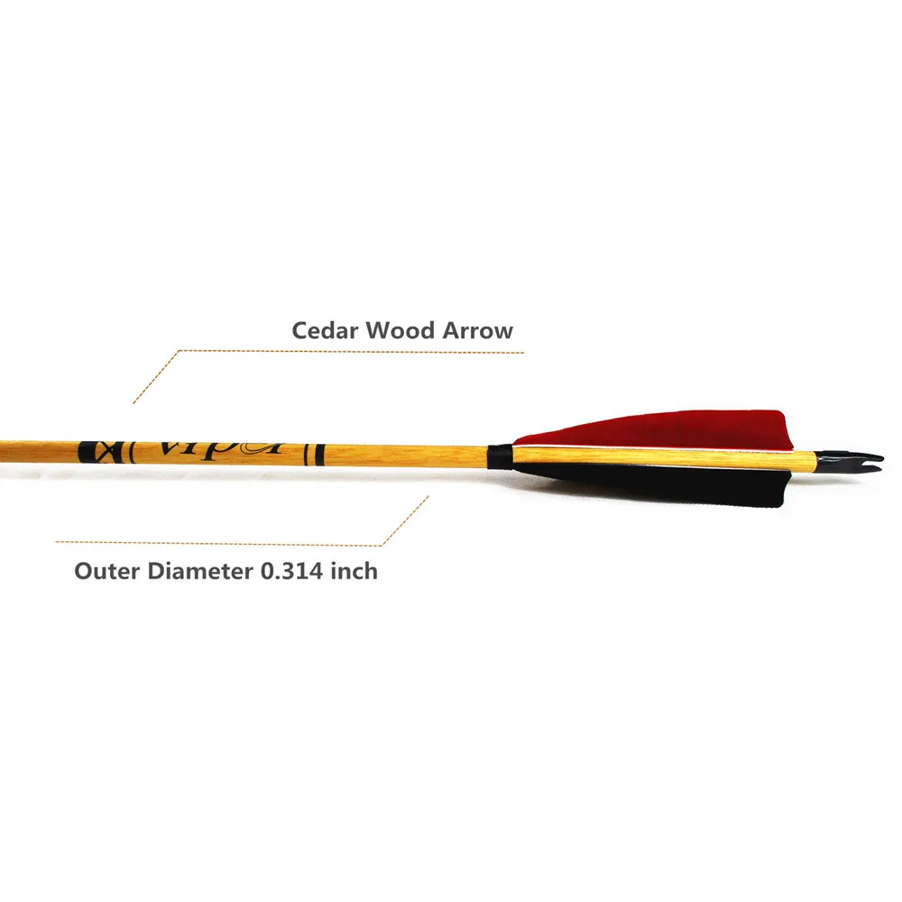 Günstige Bogenschießen Zedernholz Pfeile 28 30 Zoll Ziel Schießen Praxis 6 12Pack Mit Helical Feder Bereich Tipps für Recurve Bögen Longbow