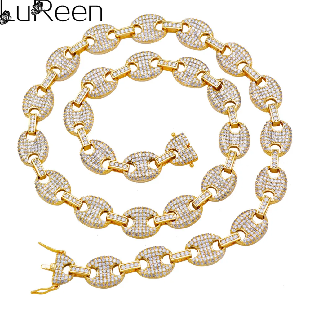 

Lureen Hip Hop Men Cuban Chain Necklace & Gold Silver Coffee bean Necklace Jewelry Fashion Gift