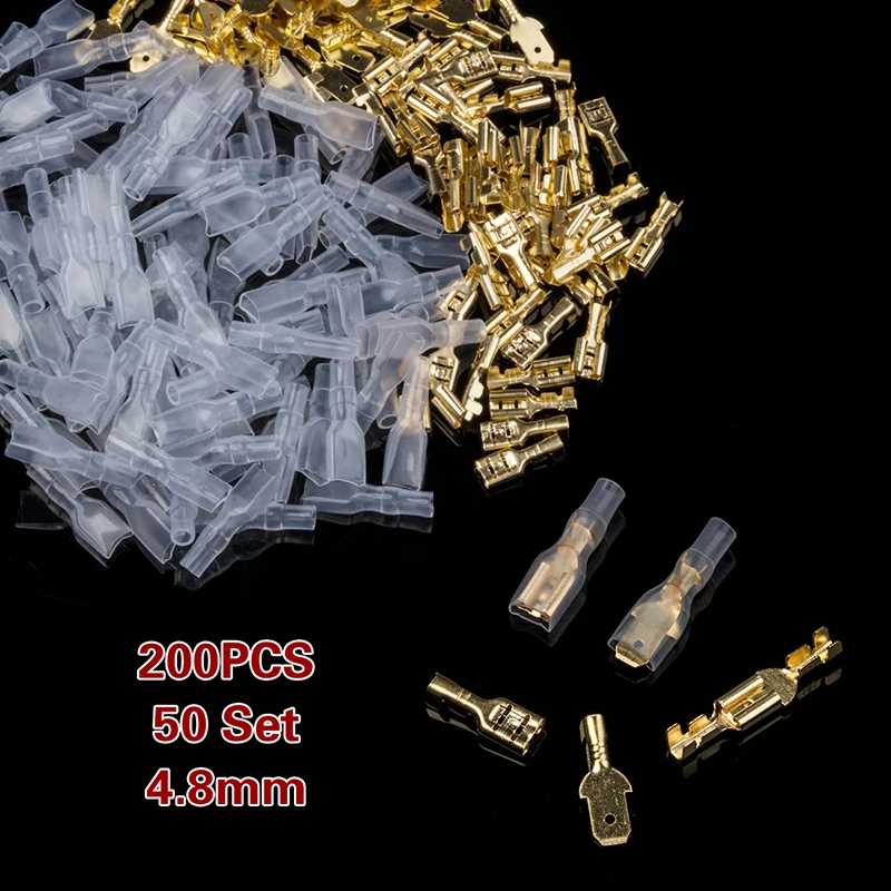 

200PCS 2.8/4.8/6.3mm Female Male Spade Crimp Terminals Sleeve Wire Wrap Connector kit