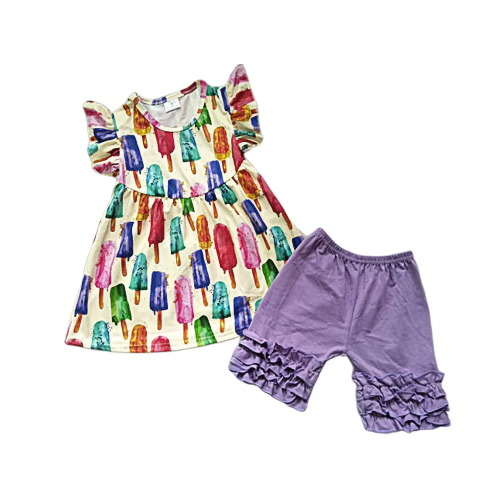 

The latest fashion children's wear girl's sets ice cream pattern boutique 2 sets