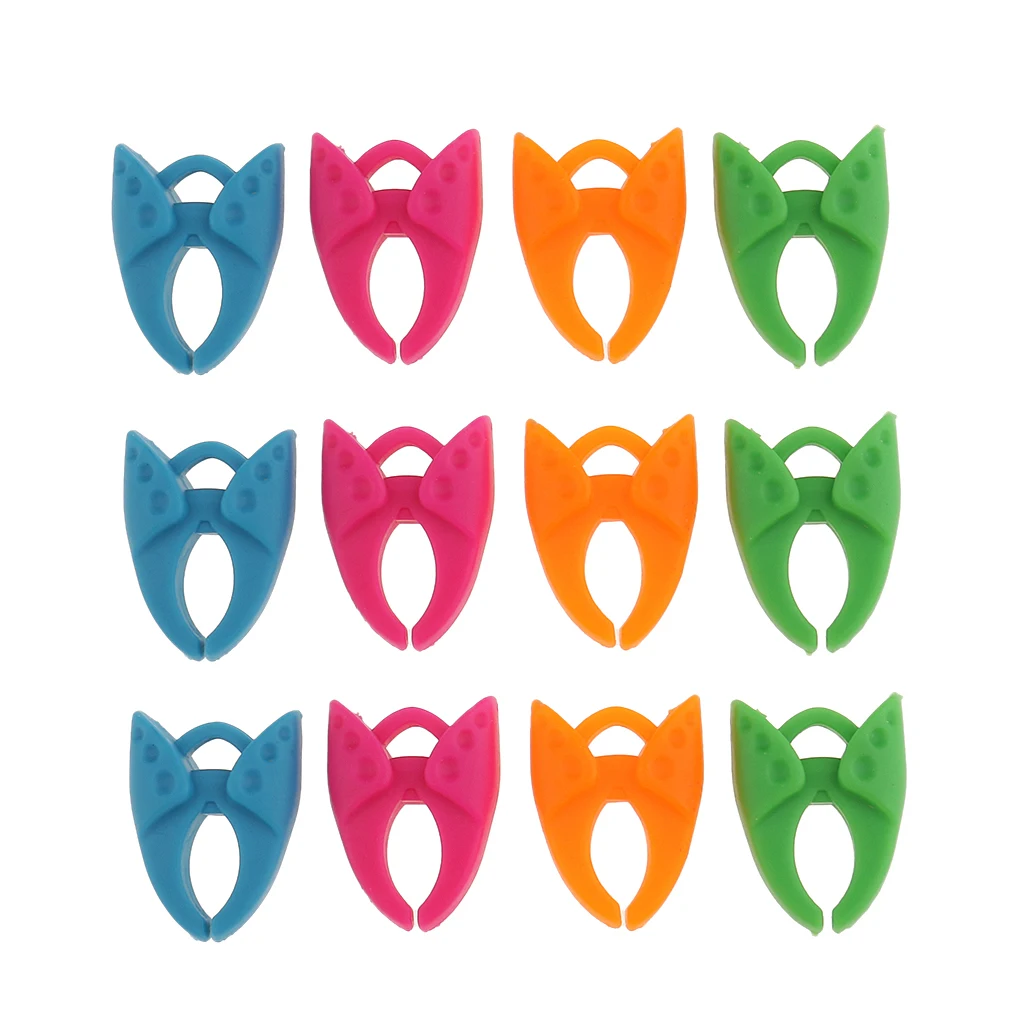 12 Pcs / Pack Bobbin Clips Mini Silicone Sewing Thread Clamp Wire Tool Holder Assorted Colors Mix