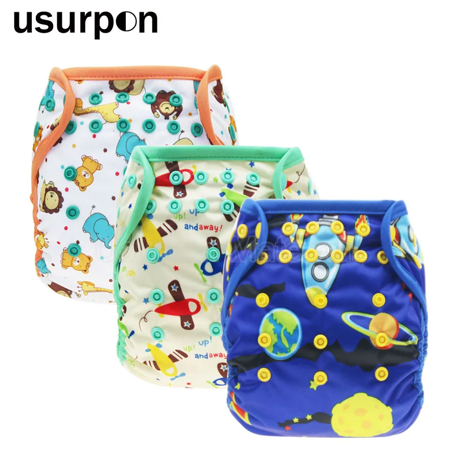 

[usurpon] 1 pc One size diaper cover Waterproof nappy covers colored piping cloth diapers nappies suit 3-12kg