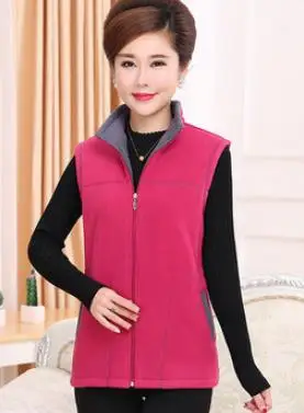 Осенне-зимний жилет для женщин среднего возраста, плюс размер, теплый флисовый жилет для женщин с стоячим воротником, винтажное пальто для женщин 5XL LM89 - Цвет: photo color