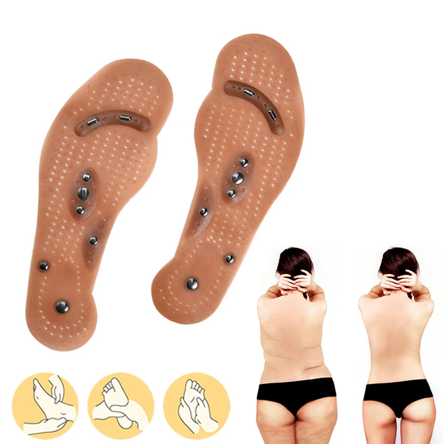 Magnetic Therapy Slimming Insoles for Weight Loss Foot Massage Health Care Shoes Mat Pad Brown Acupuncture Sole Dropshipping