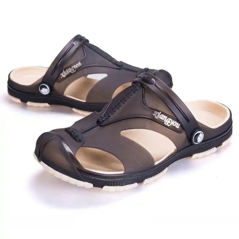 

Laamei Men Fashion Sandals Summer 2018 Slippers Leather Shoes Beach Casual Breathable Home Slippers Men Shoes Flip-Flops Zapatos