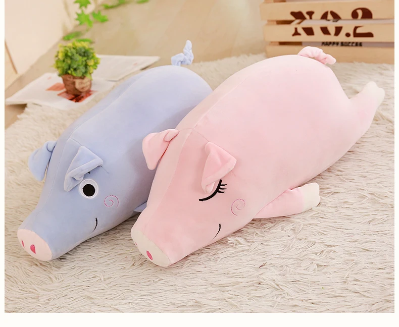 Cuddly Soft Lying Piggy Plush Pillows Doll Big Stuffed Animals Pig Toy for Children Gift Decoration 35inch 90cm DY50446 (2)