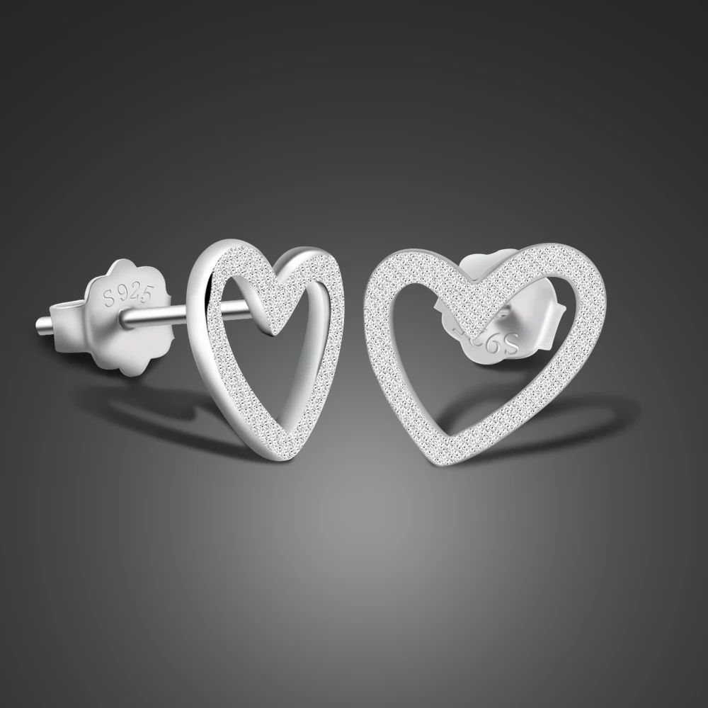 

JEWELS 925 Sterling Silver Drop stud Earrings For Women Romantic Heart Shape stud Earring Fashion Wholesale Jewelry For Female