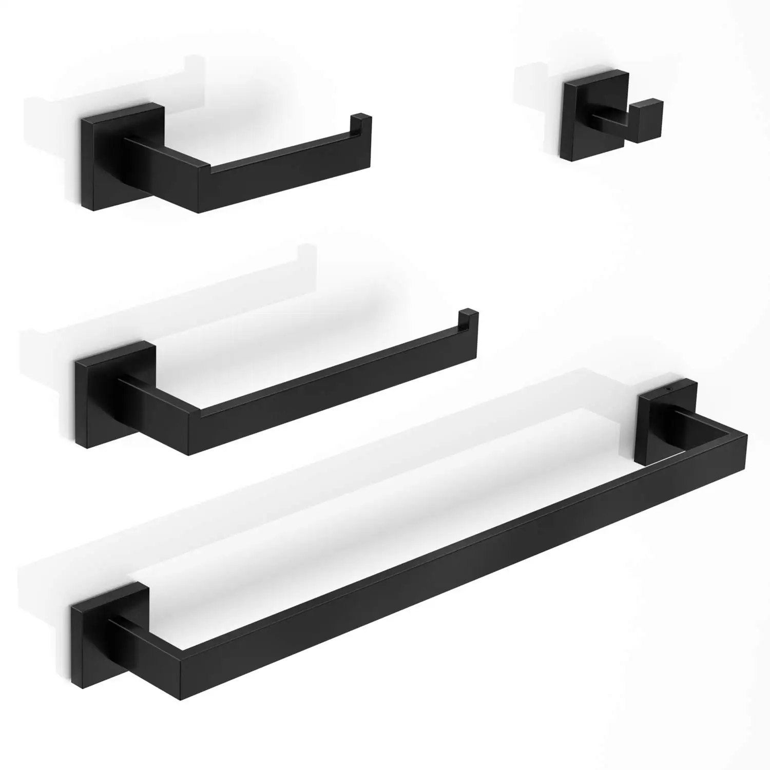 MatteBlackRobeHookTowelRailRackBarShelfTissuePaperHolder