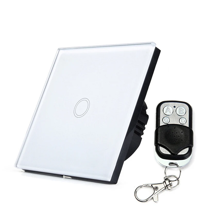 

RF433MHz 1/2/3 Gang 1 Way Remote Touch Switch Tempered Glass Touch Wall Light Switch EU/UK standard