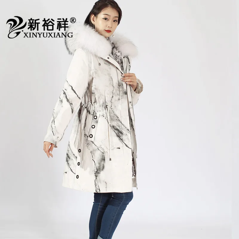 De Réel Vraie Mode Dessin 2018 Raton Nouvelle Naturel Femmes Fourrure Blanc Mince Lapin Vestes Col Manteaux Hiver 109b Laveur Xinyuxiang Rex ZSqt4x64