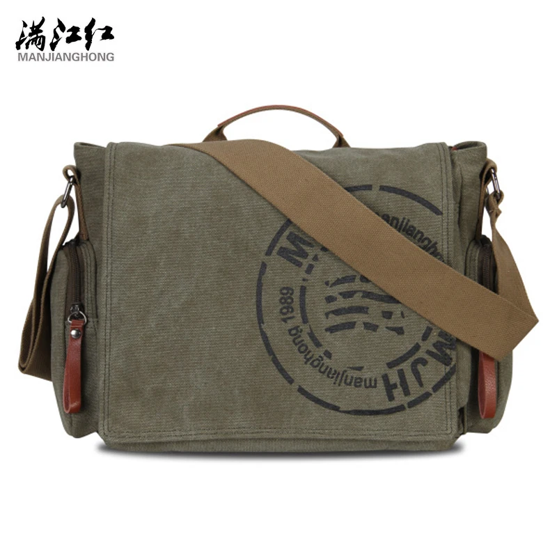 MANJIANGHONG Vintage Men S Messenger Bags Canvas Shoulder Bag Fashion Men Business Crossbody Bag Printing Travel