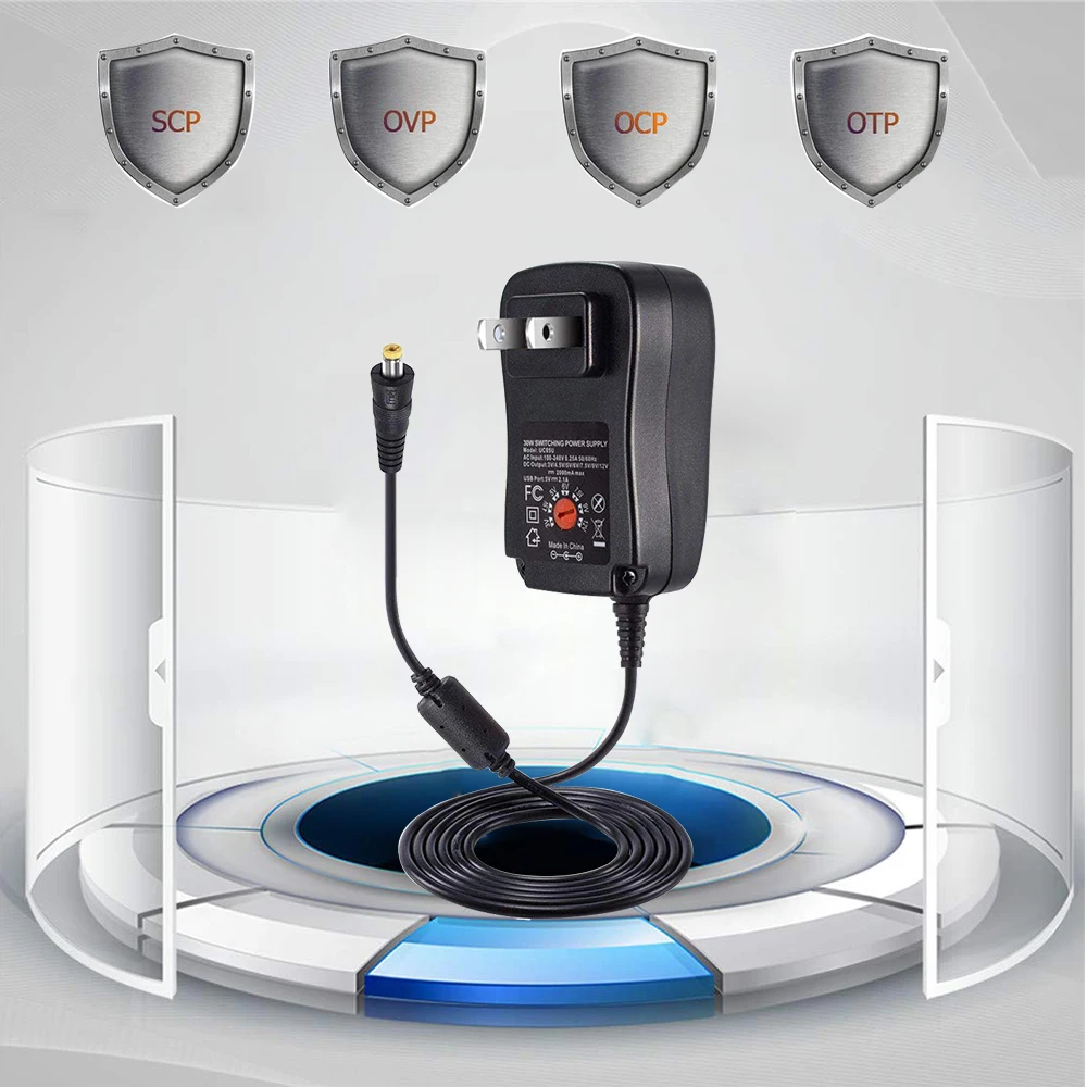 Универсальный адаптер питания 30W US/UK/AU/EU 3V 4 5 V 5V 6V 7 9V 12V AC DC зарядное устройство