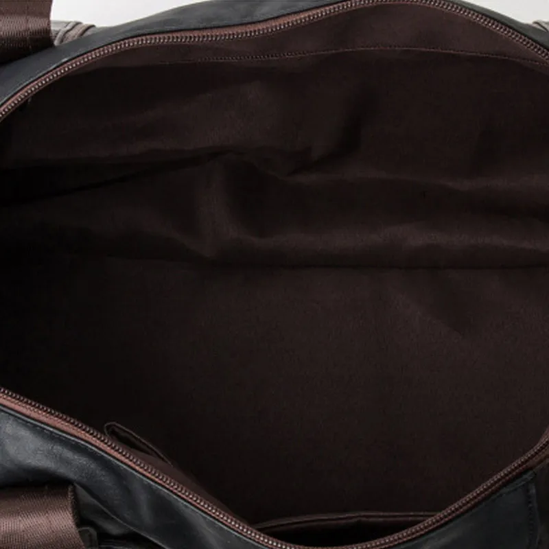 

Travel Bag Man PU Leather Retro Large Round Duffle Travel Gym Roll bag MSJ99