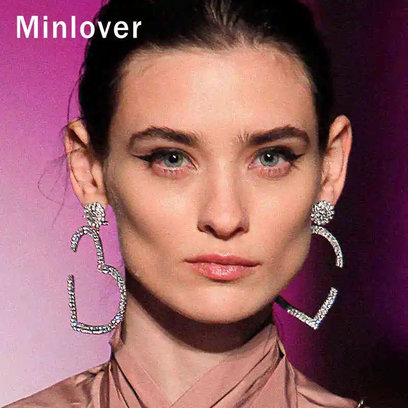 

Minlover Simple Bridal Heart Earrings for Women Lovely Girls Rhinestone Statement Earrings 2019 Fashion Wedding Jewelry MEH1250