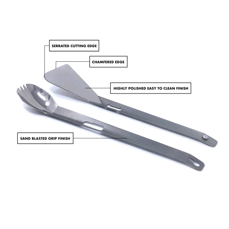 2 Pcs/Set 3 in 1 Tongs Spatula Spork Stainless Steel Multi Utensil for