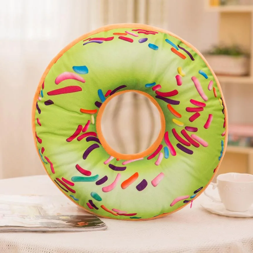 Soft Plush Pillow Stuffed Seat Pad Sweet Donut Foods Cushion Cover Case