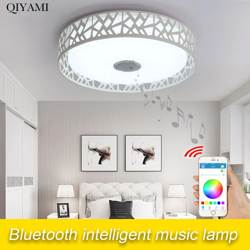 Bluetooth светодиодный потолочный светильник для спальни с громкоговорителем