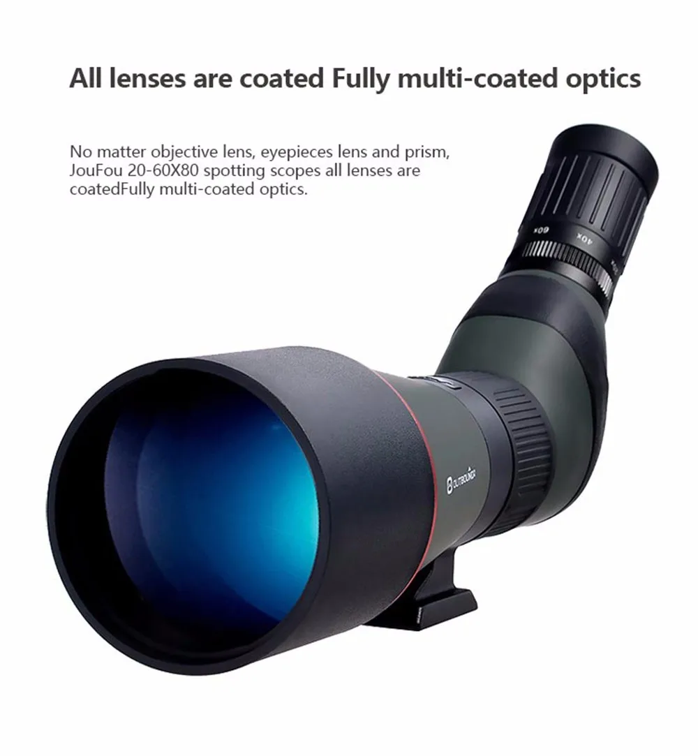 JouFou 20-60X80 Tripod Monocular Zoom Waterproof Alloy Lens Barrel Telescope Wide-angle Design Telescope Bird Watching (7)
