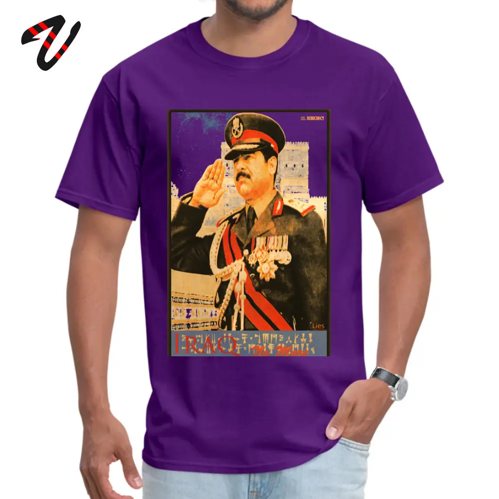 Male Newest Tops Shirts Crew Neck Thanksgiving Day 100% Cotton Fabric T Shirt Design Short Sleeve Saddam Propaganda T Shirts Saddam Propaganda7354 purple