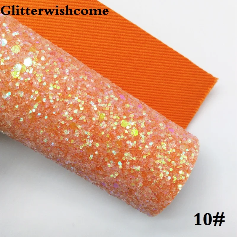 Glitterwishcome 21X29 см A4 Размер синтетическая кожа, соответствующий цвет подложки, толстый блеск кожа винил для луков, GM033A - Цвет: 10