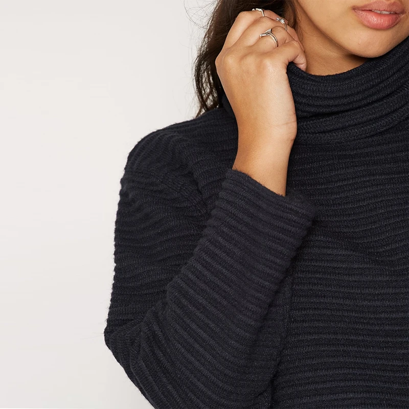 kissmilk 2017Plus Size Solid Black Turtleneck  Women Sweaters  High-low Full Sleeve Knitted Female Short Big Size Pullovers Lady