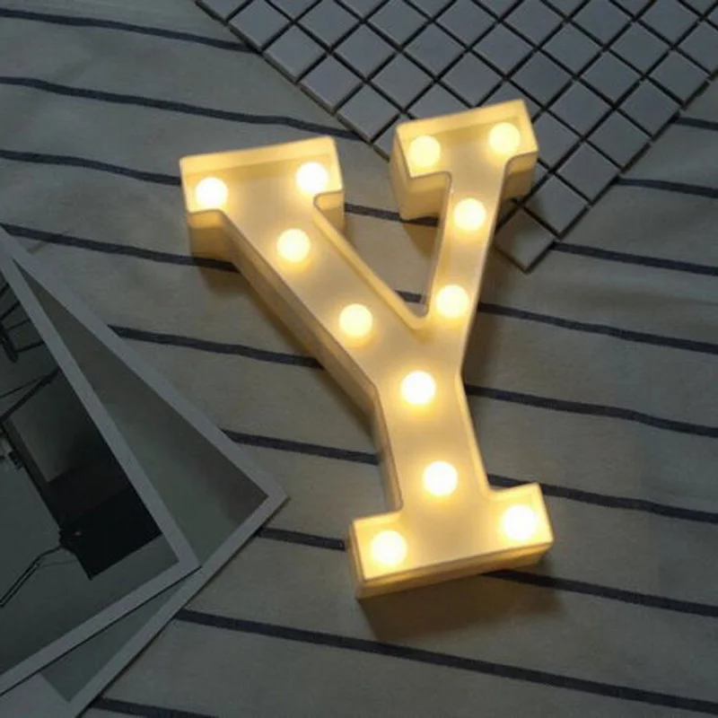 Y Led Marquee письмо загорается Винтаж цирк Стиль Алфавит ночник знак подарки - Цвет: Y