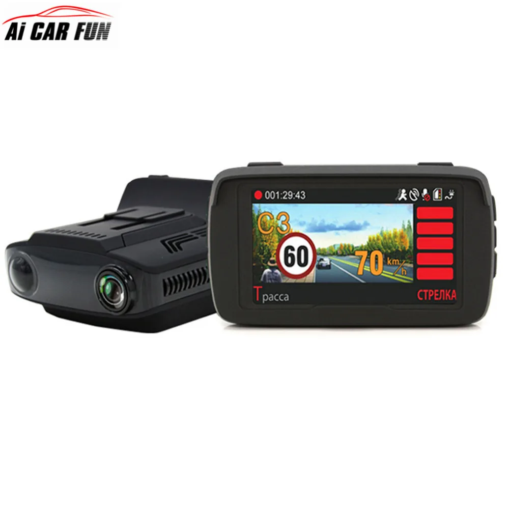 

High Quality Ambarella A7 2.7" Car DVR Radar Detector Gps 3 in 1 LDWS HD 1080P Video Recorder Registrar Dashcam Russian Language