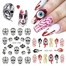 1 шт Хэллоуин наклейка для водяного переноса изображения на ноготь Череп Призрак клоун воды наклейки Лак для ногтей украшения ползунки JISTZ731-757