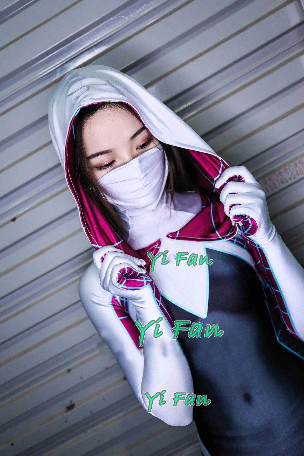 

Gwen Stacy Spider woman Cosplay Costume 3D Print Spandex Spiderman Costume Zentai Bodysuit Superhero halloween Costume for woman