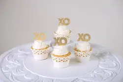XO кекс топперы (набор из 12) для свадьбы/День Святого Валентина