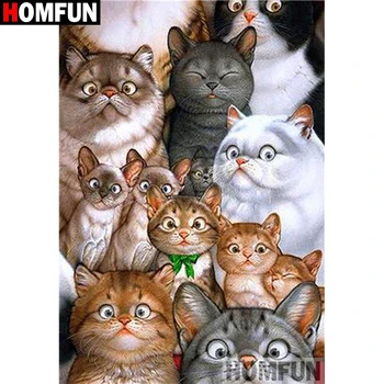 

HOMFUN Full Square/Round Drill 5D DIY Diamond Painting "Animal cat" 3D Diamond Embroidery Cross Stitch Home Decor A19257