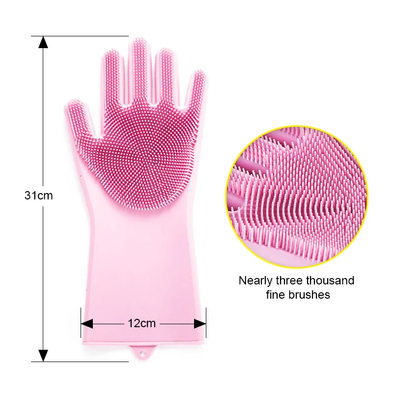 Magic Dish Washing Gloves, Silicone Cleaning Gloves, Kitchen Scrubber, Rubber, Household Cleaning Tool, Car Pet Brush, 1 Pairs