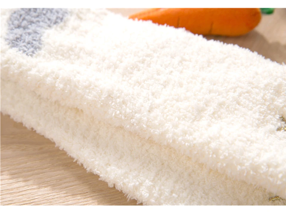 Ladies Winter Japanese Embroidery Animal Corals Velvet Stereo Ear Thick Warm BedS Bed Home Fluffy Socks Coral Velvet Foot Cover (14)