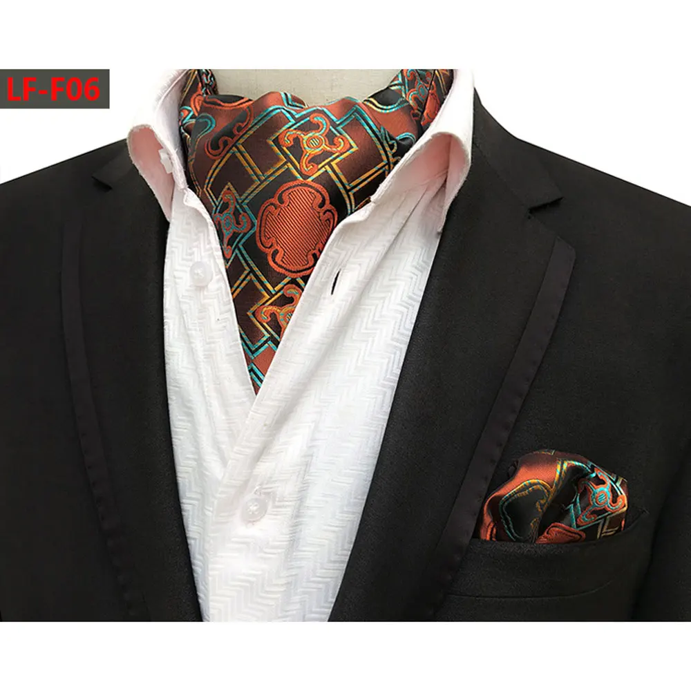  Mens Cravat Paisley Floral Ascot Scarf Handkerchief Pocket Square Matching Set