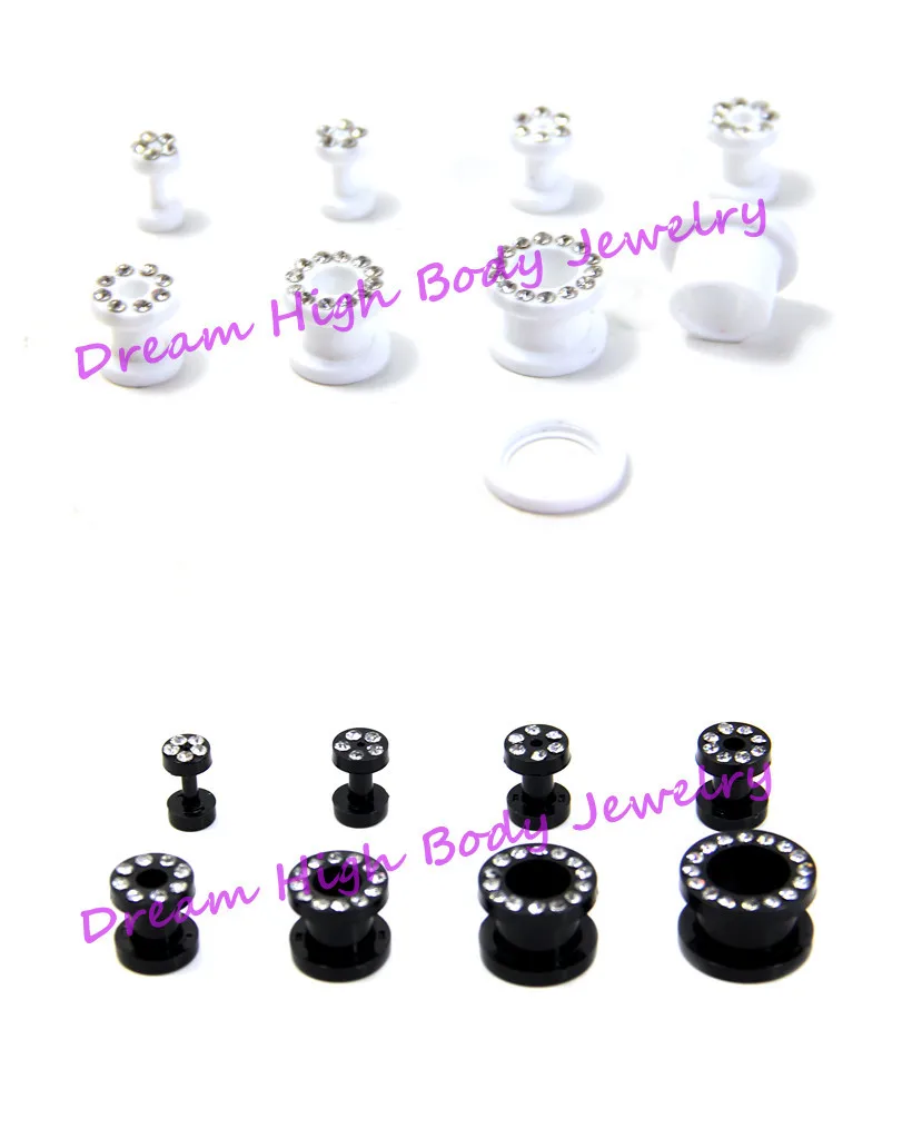 Flesh Tunnel Clear Gem Acrylic Black Popular Ear Expander Piercing Body