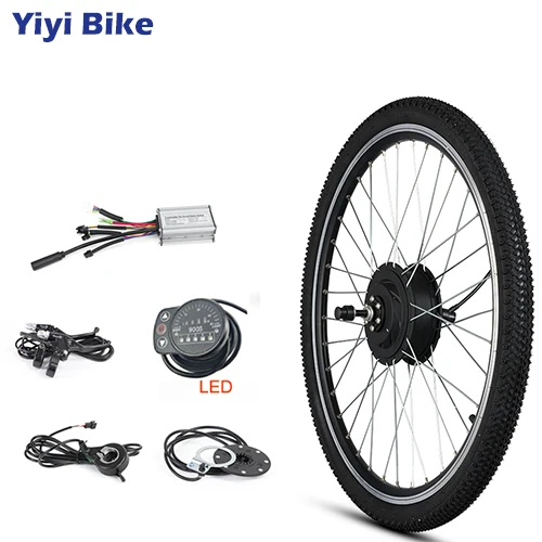 26inch LED kit Комплект для переоборудования электрического велосипеда переднее моторное колесо 500 Вт 36 В бесщеточный двигатель без зубчатой передачи двигателя KT LCD3 LCD5 20 24 26 дюймов с шиной - Цвет: 26inch LED kit