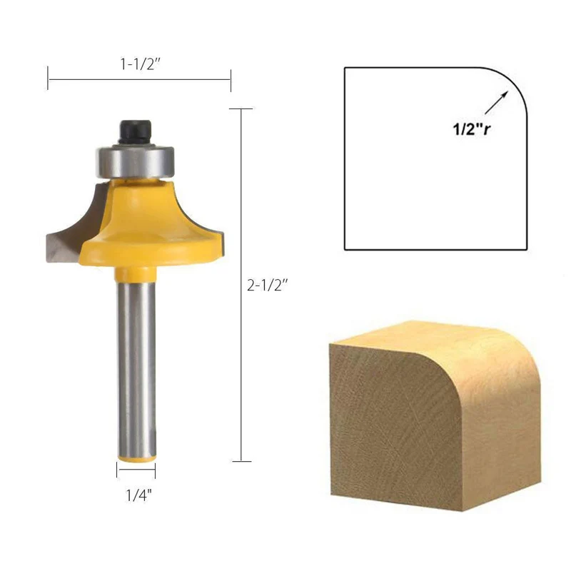 4 шт. 1/4 "хвостовик фрезерные деревообрабатывающие станки инструменты Круглый маршрутизатор Набор бит радиус резец древесины инструменты
