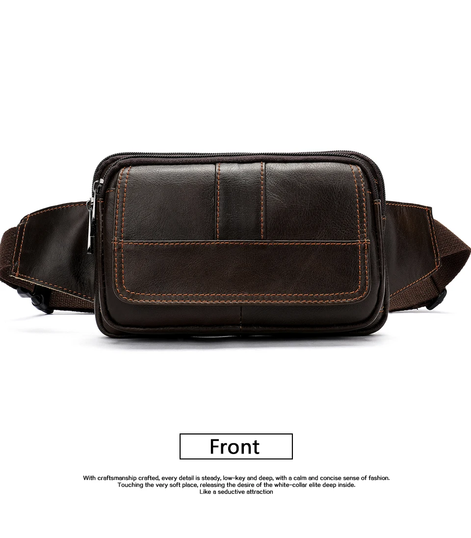 Waist Bag Leather Genuine Men Fanny Pack Money Belt Bag Phone Pouch Bags for Men Small Male Travel Waist Chest Pack 13