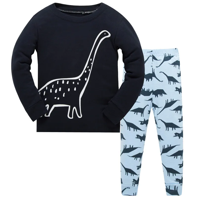  Kids Pajama Set Boys Dinosaur pattern Sleepwear Girls 100% cotton Pajamas Set Children Cartoon pyja