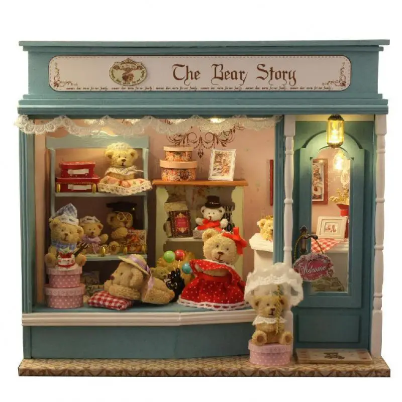 

2016 Promotion Home Decoration Crafts Diy Doll House Wooden Houses Miniature Dollhouse Furniture Kit Room Led Lights Gift E-003