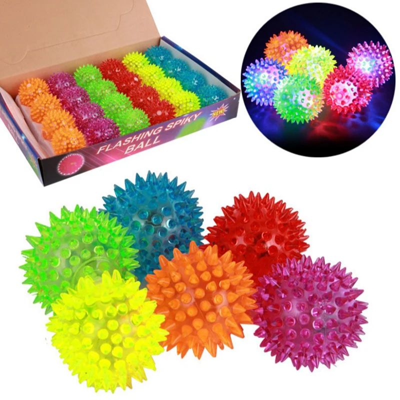 Random Color Flashing Light Up Bouncing Balls Novelty Sensory Hedgehog Massage Kids Ball Soft