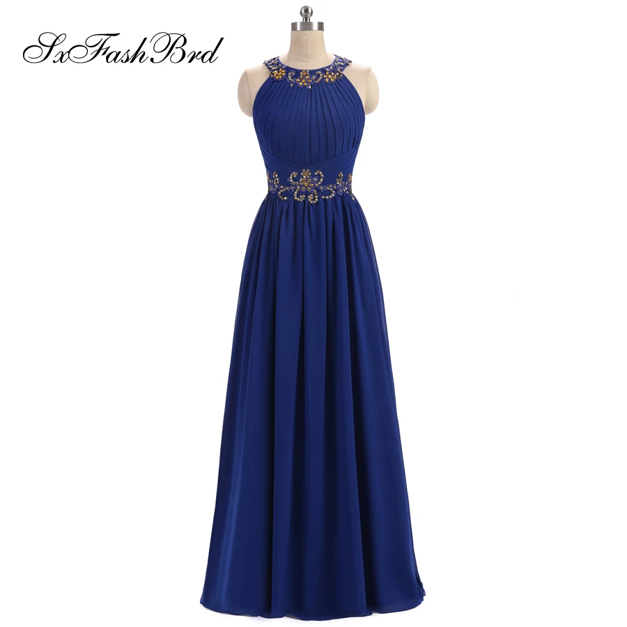 

Vestido De Festa O Neck With Beading A Line Chiffon Long Formal Party Elegant Evening Dresses for Women Prom Dress
