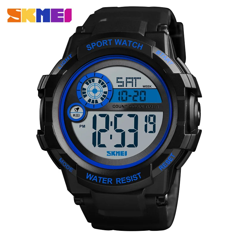 SKMEI Outdoor Sports Men Watch Digital Wristwatches Men Waterproof WeekDisplay Alarm Clock Digital Watches reloj hombre 1387 - Цвет: Blue